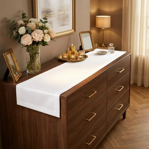 Vista 22 de Luxe Shine™ by D'Moksha - Camino de mesa negro de 36 pulgadas, elegante camino de mesa de seda, lavable a máquina, 14 x 36 pulgadas para tocador