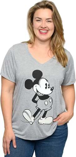 Vista 4 de Disney Camiseta con cuello en V para mujer, estampado de Mickey Mouse