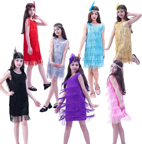 Vista 7 de Vestido de fiesta para niñas de los años 20, disfraz para niños
