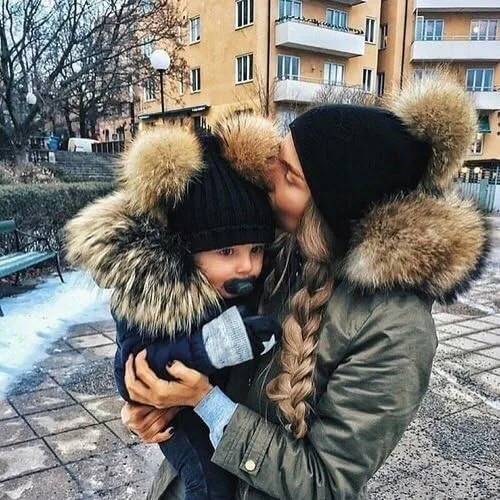 Vista 3 de oenbopo 2PCS Parent-Child Hat Winter Warmer Baby HatWomen Hat Mother Baby Knit Hat Beanie Winter Warm Crochet Cap