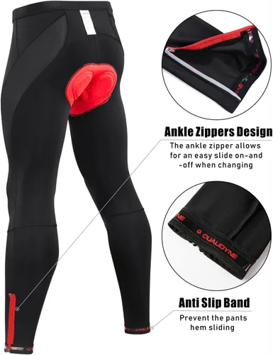 Vista 2 de qualidyne Pantalones largos de ciclismo para hombre, mallas acolchadas 4D para ciclismo, leggings para ciclismo al aire libre