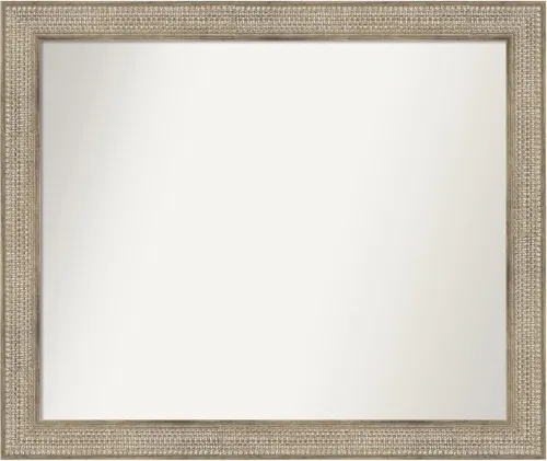 Vista 392 de Amanti Art Espejo de baño plateado para sobre fregadero, 26 x 26 pulgadas, espejo cuadrado de níquel pulido, marco de madera tradicional mediano, se