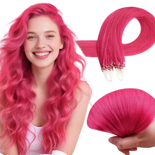 Vista 35 de RUNATURE - Extensiones de cabello humano con cinta color rosa intenso, 12 pulgadas, 0.71 oz, 10 unidades Hot Pink Human Hair Extensions Tape Ins