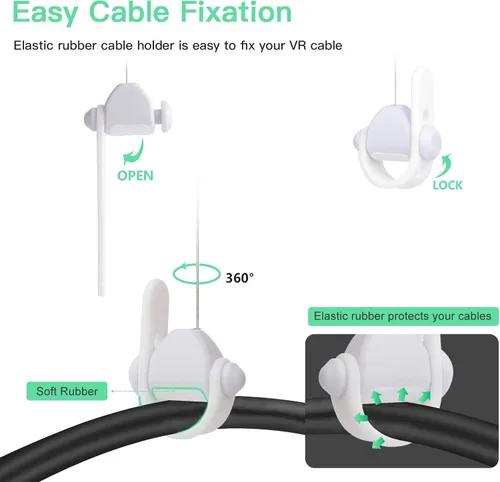 Vista 4 de NexiGo Sistema de gestión de cables VR ganchos de techo con mosquetón retráctil sistema de polea de techo retráctil para Oculus QuestQuest 2HTC