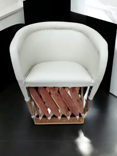 Vista 6 de Silla Equipal Furniture hecha a mano por Equipales San José Rústica en color blanco Estilo tradicional mexicano Ideal para tu hogar, casa, jardín
