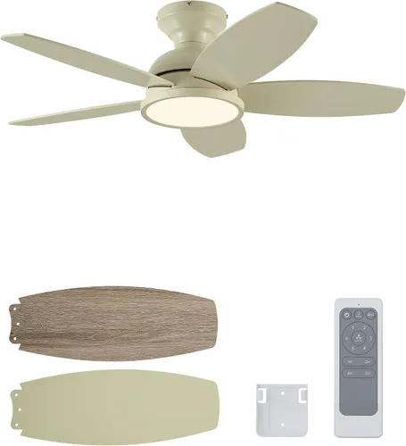 Vista 14 de Ventiladores de techo VONLUCE de 42 pulgadas con luces, color verde