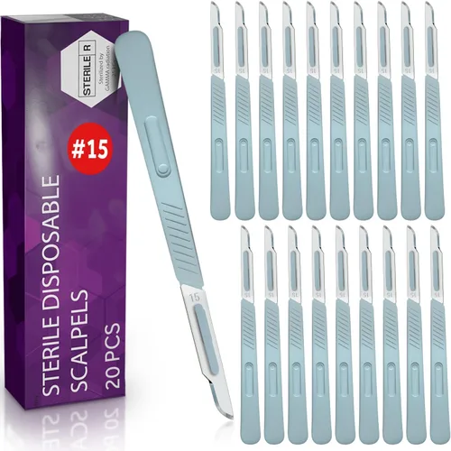 Vista 17 de MyMed Bisturíes desechables Cuchillas afiladas de acero al carbono #10 Bolsas individuales estériles para dermaplaining, podología