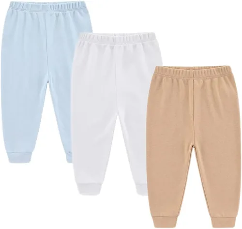 Vista 14 de Conjunto de leggings para bebé recién nacido, conjunto de canastilla para bebé niño y niña Paquete de 3 (gris+azul+bronceado)