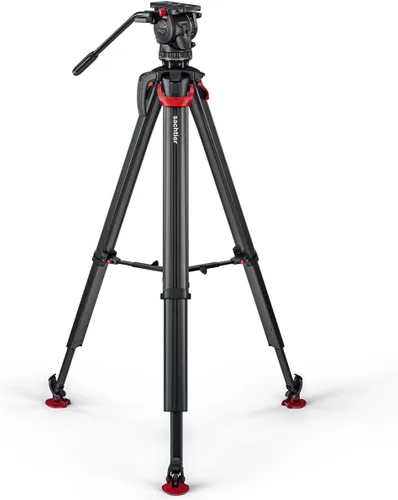 Vista 2 de Sachtler aktiv8T Touch & Go Sistema de cabezal fluido con trípode flowtech75 y esparcidor de nivel medio