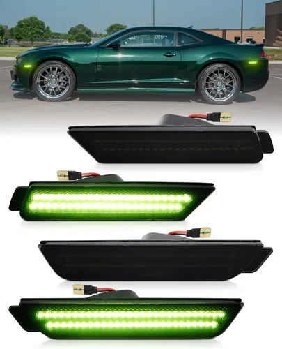 Vista 14 de Luz de Marcador Lateral Azul Compatible para 5ta Generación Chevy Camaro 2010 2011 2012 2013 2014 2015, Luces de Parachoques Delanteras y Traseras