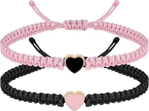Vista 9 de Pulseras a juego para parejas de novio y novia, pulsera elástica ajustable de amistad para él y ella