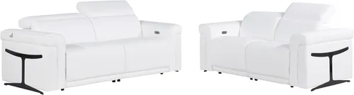 Vista 19 de Blackjack Furniture Mario - Sofá biplaza reclinable de cuero italiano de grano superior con reposacabezas y asientos ajustables, cargadores USB