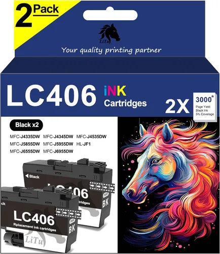 Vista 8 de Paquete de 4 cartuchos de tinta LC406 para impresora Brother, compatibles con Brother MMFC-J4335DW MFC-J4345DW MFC-J4535DW MFC-J5855DW MFC-J5955DW