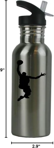 Vista 5 de Botella de agua personalizada de acero inoxidable con tapa de pajita, botella de agua deportiva de 20 onzas, personalizable