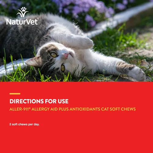 Vista 7 de NaturVet Aller-911 Allergy Aid Plus Antioxidantes para gatos - 60 masticables suaves Apoya el sistema inmunológico, la humedad de la piel