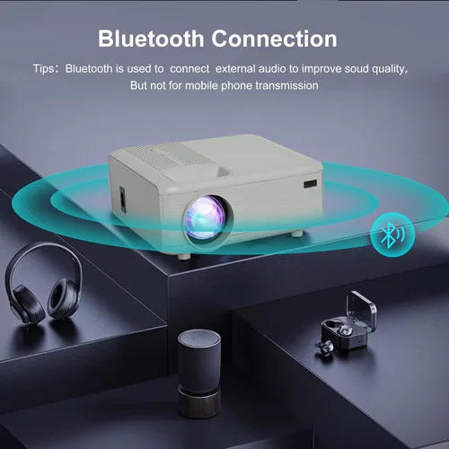 Vista 2 de KEJOG Mini proyector con cable HDMI, proyector Bluetooth actualizado con pantalla, proyector portátil Full HD 1080P, proyector de películas