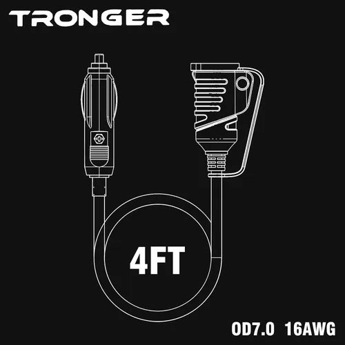 Vista 5 de Cable de extensión para encendedor de cigarrillos, 4 pies/12 V/120 W/15 A, compatible con bomba de compresor de aire e inflador de neumáticos