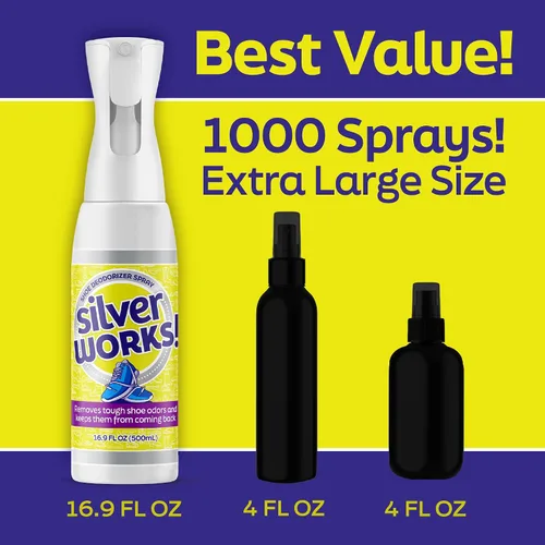 Vista 3 de SilverWorks! Spray desodorante para zapatos malolientes – Eliminación de olores de zapatos – Botas, tenis, eliminador de olores de zapatos