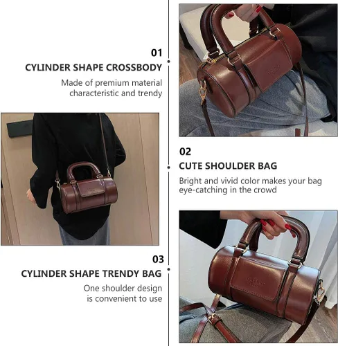 Vista 2 de ValiCLUD - Bolsa de moda para bolso retro con forma de cilindro Burdeos 482