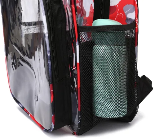 Vista 6 de BLUEFAIRY Mochila transparente, rojo, camuflaje (Camo-Red), Azul camuflaje