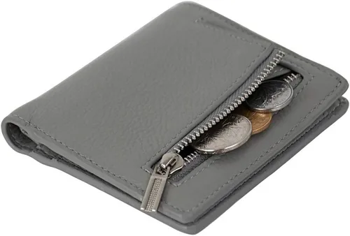 Vista 6 de Cartera de piel RFID pequeña compacta con bolsillo plegable para tarjetas, organizador de bolsillo para mujer, mini monedero con ventana