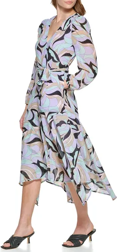 Vista 2 de Calvin Klein Vestido cruzado de imitación para mujer