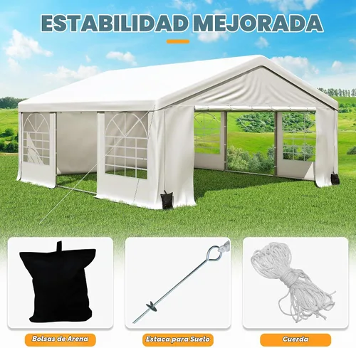 Vista 8 de Carpa para fiestas de 20 x 20 pies, resistente, para exteriores, carpa para bodas con paredes laterales extraíbles, refugio para eventos, carpa