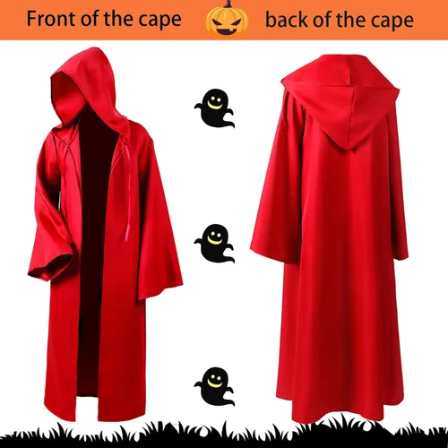 Vista 2 de Men Tunic Hooded Robe Cloak Knight Fancy Cool Cosplay Costume Halloween Costume Tunic Hoodies Robe Cosplay Capes