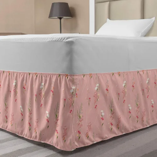 Vista 42 de Lunarable Falda de cama elástica de trébol, tréboles de cultura irlandesa con temática del día de San Patricio, 4 hojas, falda de cama de tela