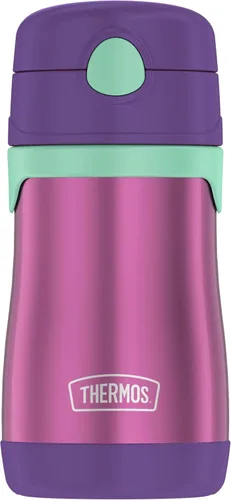Vista 19 de Thermos Bebé 10 oz. Botella de acero inoxidable con popote emergente, coches