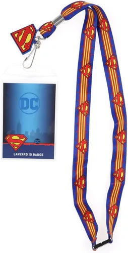 Vista 7 de Silver Buffalo DC Comics Batman Wrap-Around Logo Lanyard con soporte para insignia y dije