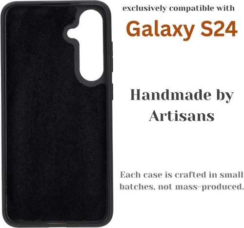 Vista 3 de BLACKBROOK Funda de piel de alta calidad a presión compatible con Samsung Galaxy S24, elegante funda de cuero de grano completo con la máxima