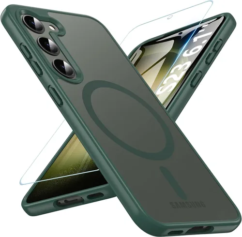 Vista 29 de OWKEY Funda magnética para Samsung Galaxy S23 de 6.1 pulgadas, para Magsafe con protector de pantalla, protección de grado militar, a prueba