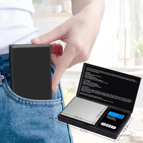 Vista 3 de Negro 35.27 oz Digital Pocket Gram Escala 0.00 oz Precisión, Pesaje de Alta Precisión Gramos de Escala Gramos para: Laboratorio, Comida, Cocina