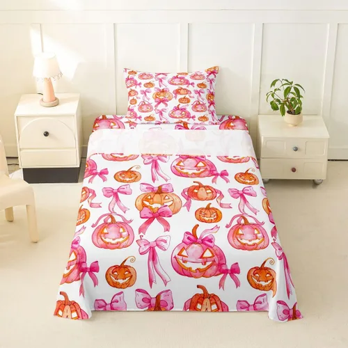 Vista 17 de Feelyou Cat Bed Sheets Set Twin Size Halloween Themed Bed Set Trick or Treat Deep Pocket Fitted Sheet Scaredy Cat Breathable Soft Lightweight