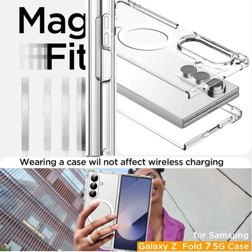 Vista 5 de AICase Funda transparente para Samsung Galaxy Z Fold 7, compatible con MagSafe, transparente, protección a prueba de golpes, resistente al