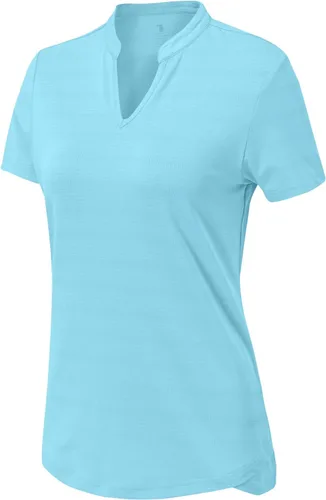 Vista 132 de Gopune Polo de golf con cuello en V para mujer, sin cuello, manga corta, ligera, de secado rápido, camisetas de tenis para correr