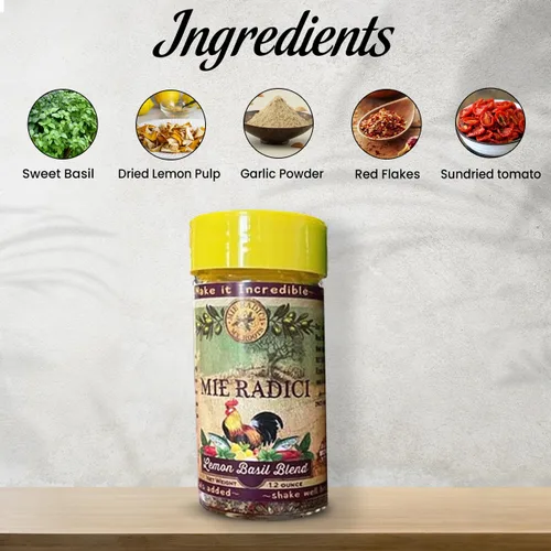 Vista 6 de Mie Radici Mezcla de albahaca y limón – Hierbas secas frescas y jugo de limón seco (no enjuagues) – Sin sal ni productos químicos añadidos – Se
