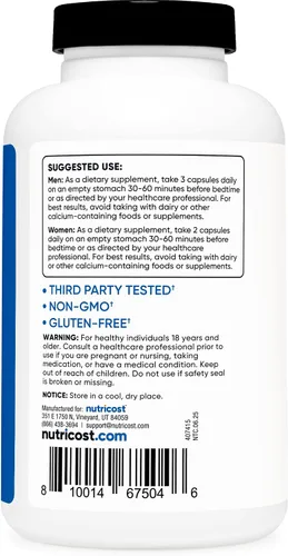 Vista 4 de Nutricost ZMA 180 Cápsulas - Suplemento ZMA sin OMG y sin gluten