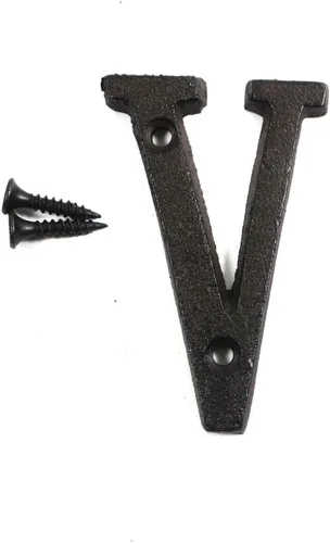 Vista 21 de Letras del abecedario de 3" en metal de hierro fundido decorativas, estilo clásico, para colgar letreros de pared, dirección, nombre, letrero