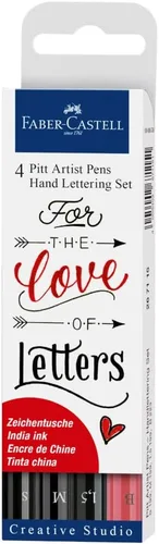 Vista 7 de Faber-Castell Black Modern Lettering Pitt Artist - Juego de 4 bolígrafos