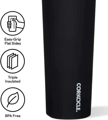 Vista 4 de Corkcicle Sport Canteen Botella de agua aislada de acero inoxidable para viajes y gimnasio, triple aislamiento, a prueba de fugas, mango plegable