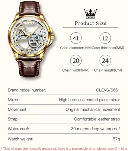 Vista 6 de OLEVS Relojes automáticos de cuero para hombres jóvenes, relojes de moda para hombres