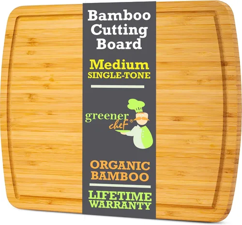 Vista 7 de GREENER CHEF Tabla de Cortar de Bambú de 15 Pulgadas con Reemplazos de por Vida - Tabla de Cortar de Madera Mediana para Cocina, Bloque