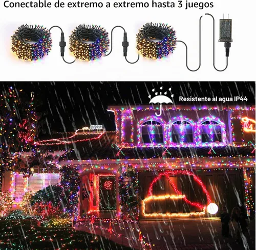 Vista 3 de Brizled Outdoor Christmas Tree Lights, 65.67 ft 200 LED Indoor String Light Blanco cálido y multicolor