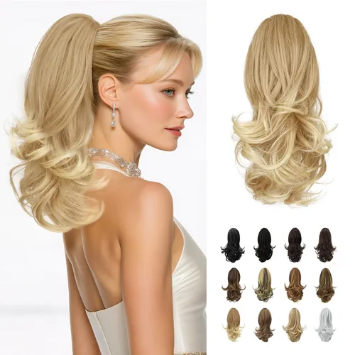 Vista 33 de SOFEIYAN Extensión de Cola de Caballo de 13" Larga y Rizada con Clip en Garra, Extensión de Cabello Sintético de Aspecto Natural para Mujeres