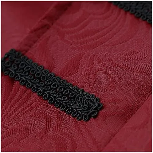 Vista 3 de Chaqueta steampunk para hombre, abrigo gótico, uniforme de Halloween (rojo 1, XL), Rojo 1