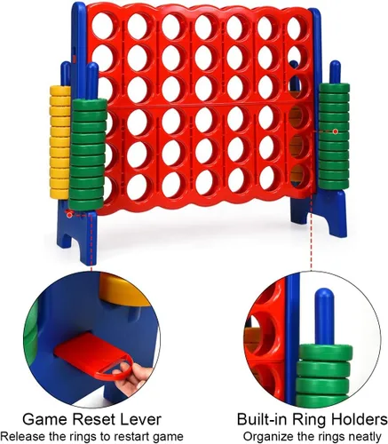 Vista 5 de Costzon Juegos gigantes gigantes de 4 en una fila, Jumbo de 4 en fila para niños y adultos, juego de plástico de conexión familiar para fiestas