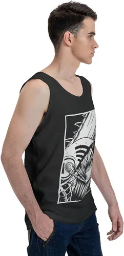 Vista 5 de Chainsaw Anime Man - Camiseta sin mangas de algodón con patrón personalizado para correr, entrenamiento, color negro