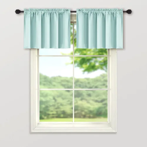 Vista 3 de Mrs.Naturall Cenefas de playa para ventana de cocina, paquete de 2 cenefas opacas con bolsillo para barra, para sala de estar, baño, 36 x 16
